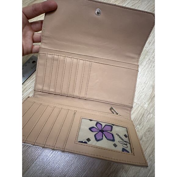 GUESS Los Angeles Women’s Leather Large Wallet Mirrored Hula GIRL Orange Y2K - Picture 6 of 8